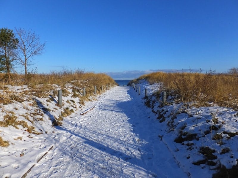 Zugang zum Achterwasser in der Winterzeit